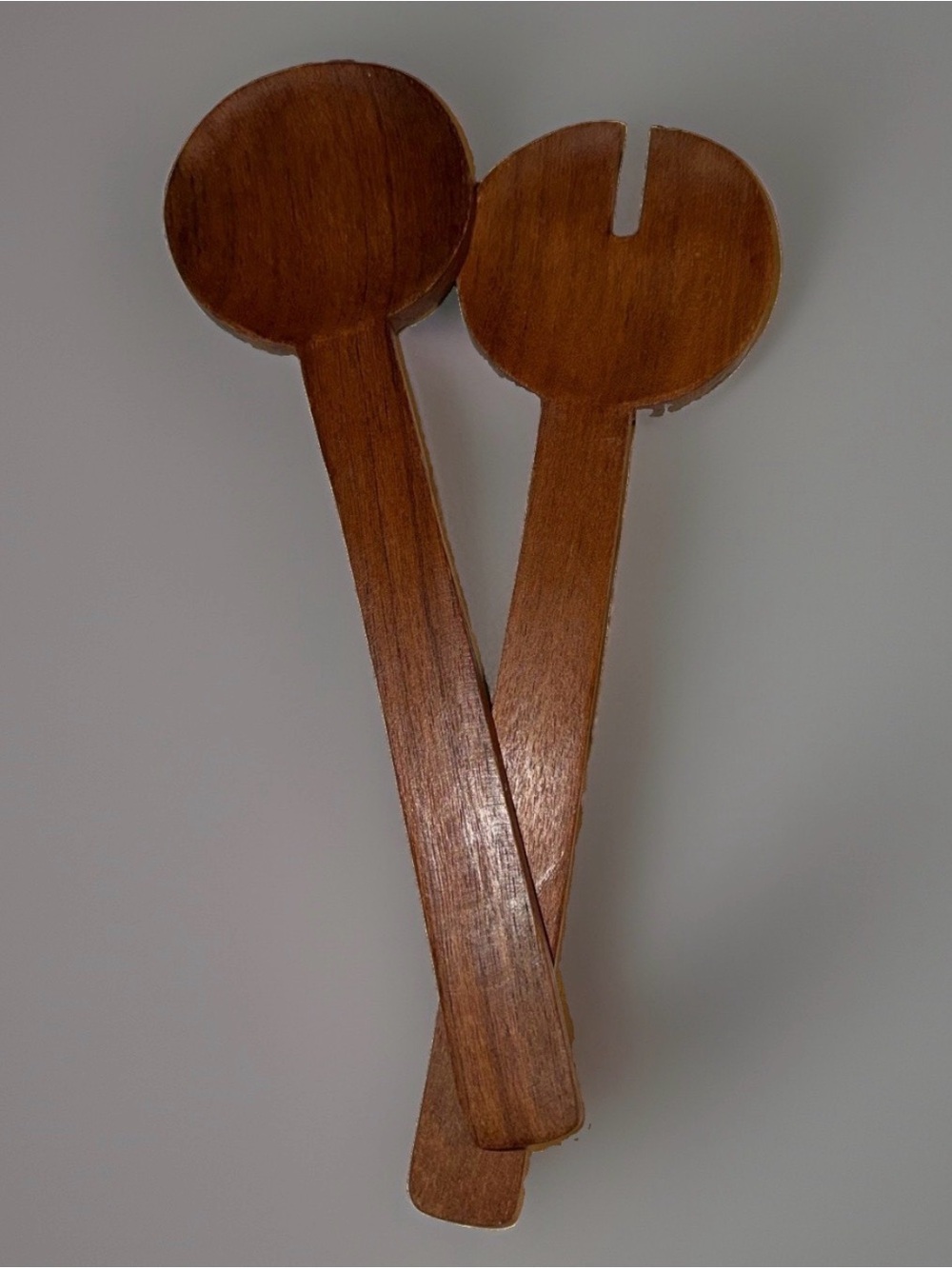 Wooden Salad Servers - Brown Serving Fork and Spoon 12 in